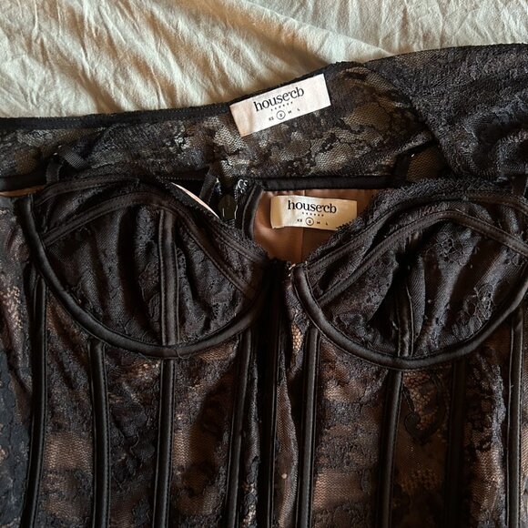 House of CB Black Lace Corset Mini Dress - Picture 4 of 4